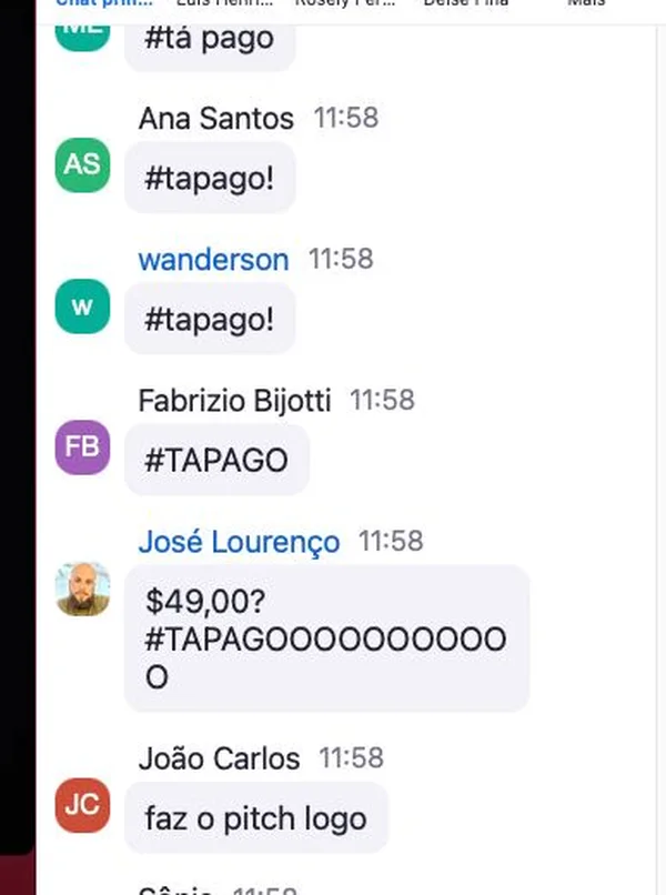 Print do chat do Zoom